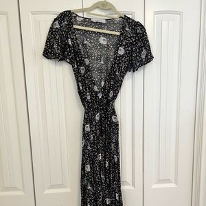 Auguste the label Valentina fiesta wrap maxi dress in black print